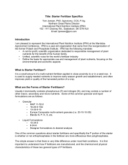 Starter Fertilizer Specifics