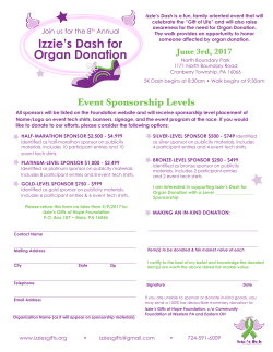 Izzie`s Dash for Organ Donation - Izzie`s Gifts of Hope Foundation