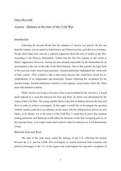 D&oacute;ra Horv&aacute;th Austria - Balance at the time of the Cold War