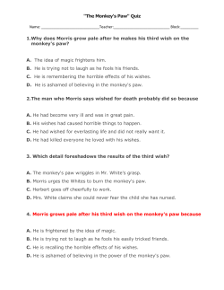 "The Monkey`s Paw" Quiz 1.Why does Morris grow pale after he