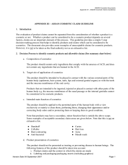 Appendix III &ndash; ASEAN Cosmetic Claim Guidelines