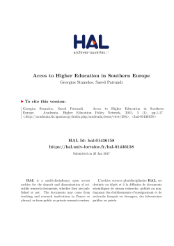 Acces to Higher Education in Southern Europe - univ