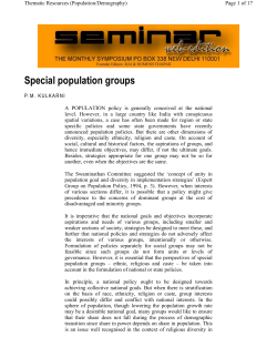 Special population groups