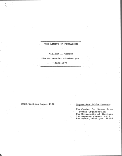 THE LIMITS OF PLURALISM William A. Gamson The