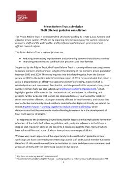 Prison Reform Trust submission Theft offences guideline consultation