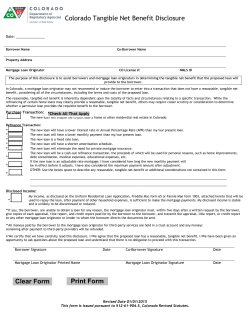Colorado Tangible Net Benefit Disclosure