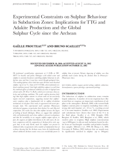 Experimental Constraints on Sulphur Behaviour in Subduction