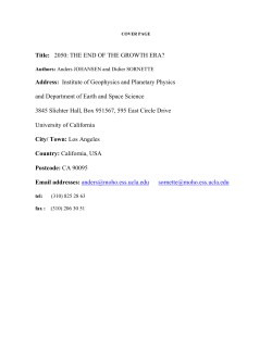 Title: 2050: THE END OF THE GROWTH ERA? Address: Institute of