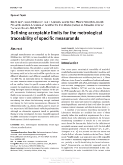 Defining acceptable limits for the metrological traceability of
