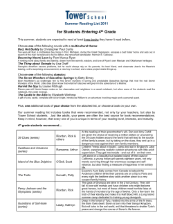 for Students Entering 4th Grade
