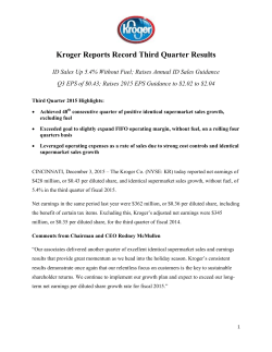 Kroger Reports Record Third Quarter Results