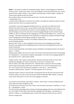 Mother - The words for mother are worldwide