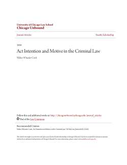 Act Intention and Motive in the Criminal Law
