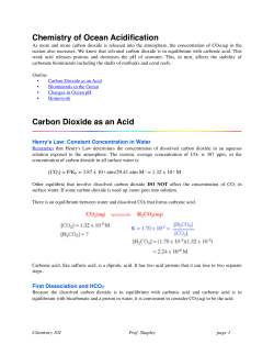 Chemistry of Ocean Acidification Carbon Dioxide as an Acid