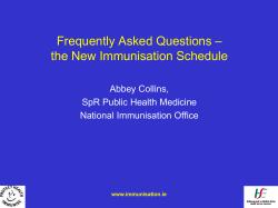 Frequently Asked Questions – the New Immunisation Schedule