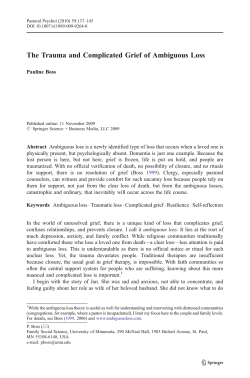 The Trauma and Complicated Grief of Ambiguous Loss