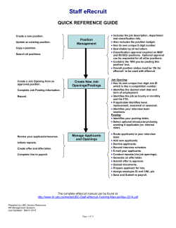 eRecruit - QUICK REFERENCE GUIDE