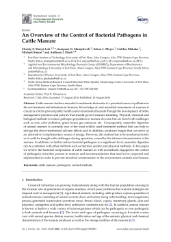 An Overview of the Control of Bacterial Pathogens in Cattle Manure