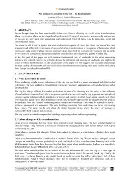 2.1 What is essential in cities? 2.2 Urban change or City