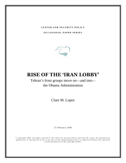 rise of the `iran lobby` - Center for Security Policy