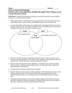 Part A: General Prologue Section One: Introduction, Knight through