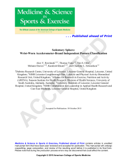 . . . Published ahead of Print Sedentary Sphere: Wrist