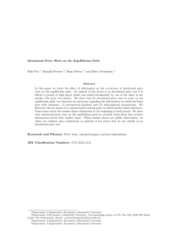 Intentional Price Wars on the Equilibrium Path Erik