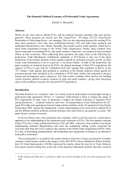 The Domestic Political Economy of Preferential Trade