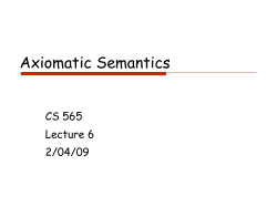 Axiomatic Semantics - Purdue Computer Science