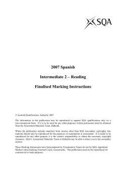 2007 Spanish Intermediate 2 &ndash; Reading Finalised Marking