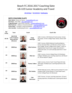 Beach FC 2016-2017 Coaching Slate U6