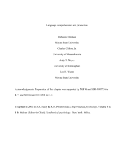 Language comprehension and production Rebecca Treiman Wayne