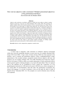 How real are adjective order constraints? Multiple prenominal