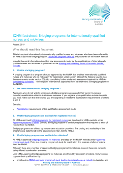 Bridging programs for internationally qualified nurses and midwives