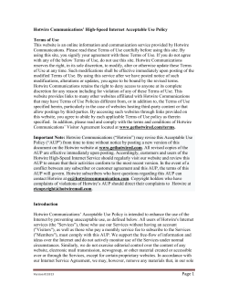 Hotwire Communications` High-Speed Internet Acceptable Use Policy