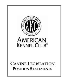 Canine Legislation Position Statement