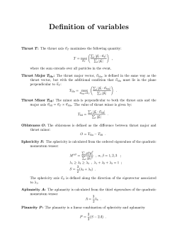 Definition of variables Thrust T: The thrust axis YnT maximises the