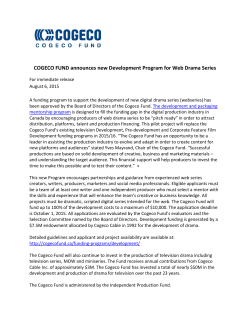 COGECO FUND announces new Development