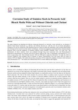 Corrosion Study of Stainless Steels in Peracetic Acid - ijrist