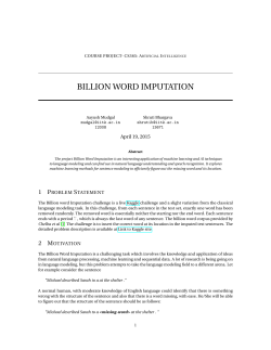 BILLION WORD IMPUTATION - CSE-IITK