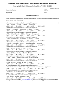 EMPLOYABILITY TEST 7 In each of the following questions, arrange