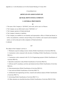 articles of association of qumak joint-stock company i