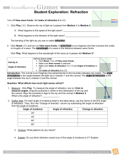 Student Exploration: Refraction