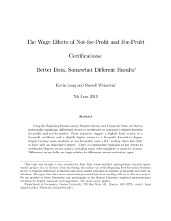 The Wage Effects of Not`for`Profit and For`Profit
