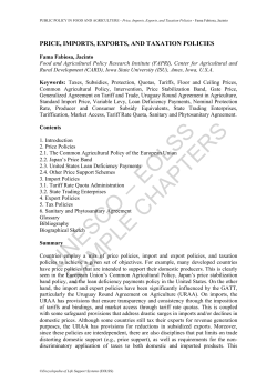 Price, Imports, Exports, and Taxation Policies
