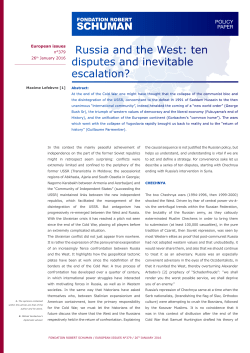 Russia and the West: ten disputes and inevitable escalation