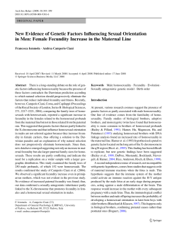 New Evidence of Genetic Factors Influencing Sexual Orientation in