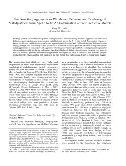 Peer Rejection, Aggressive or Withdrawn Behavior