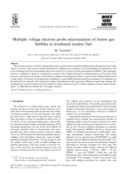 Multiple voltage electron probe microanalysis of fission gas bubbles