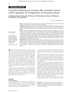 Long term behavioural outcome after neonatal arterial switch